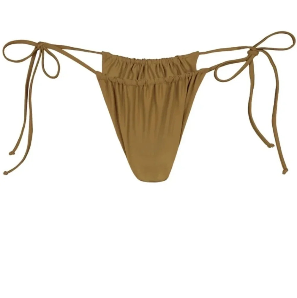 Brown Scrunch Tie Bikini Bottom